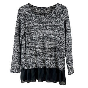Alfani Layered-Look Sequined Sweater Black & Silver‎ Long Sleeve Women's Size M